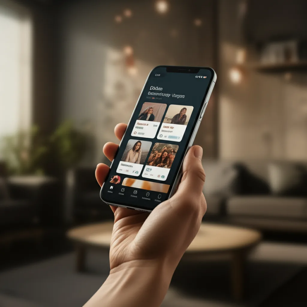 A smartphone showcasing a dating app, a common tool in American dating culture.