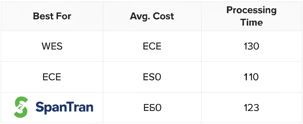 A comparison of top credential evaluation services like WES and ECE.
