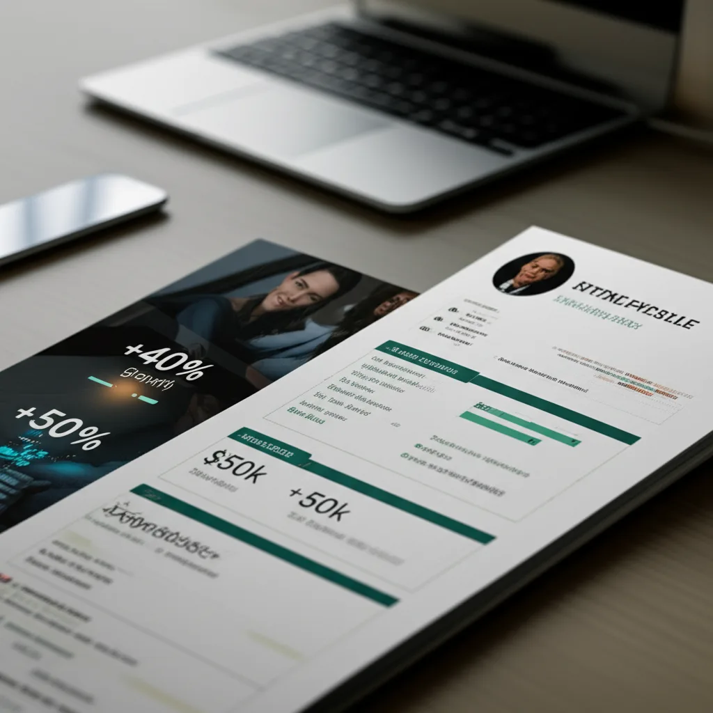 A presentation slide showing a professional's quantified achievements and value.