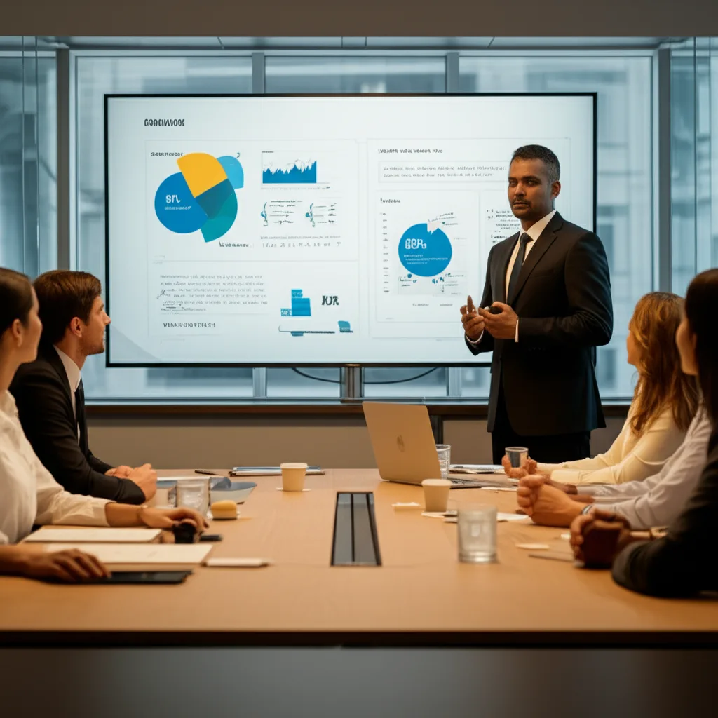 Sri Lankan entrepreneur presenting a business plan to secure funding in the US.