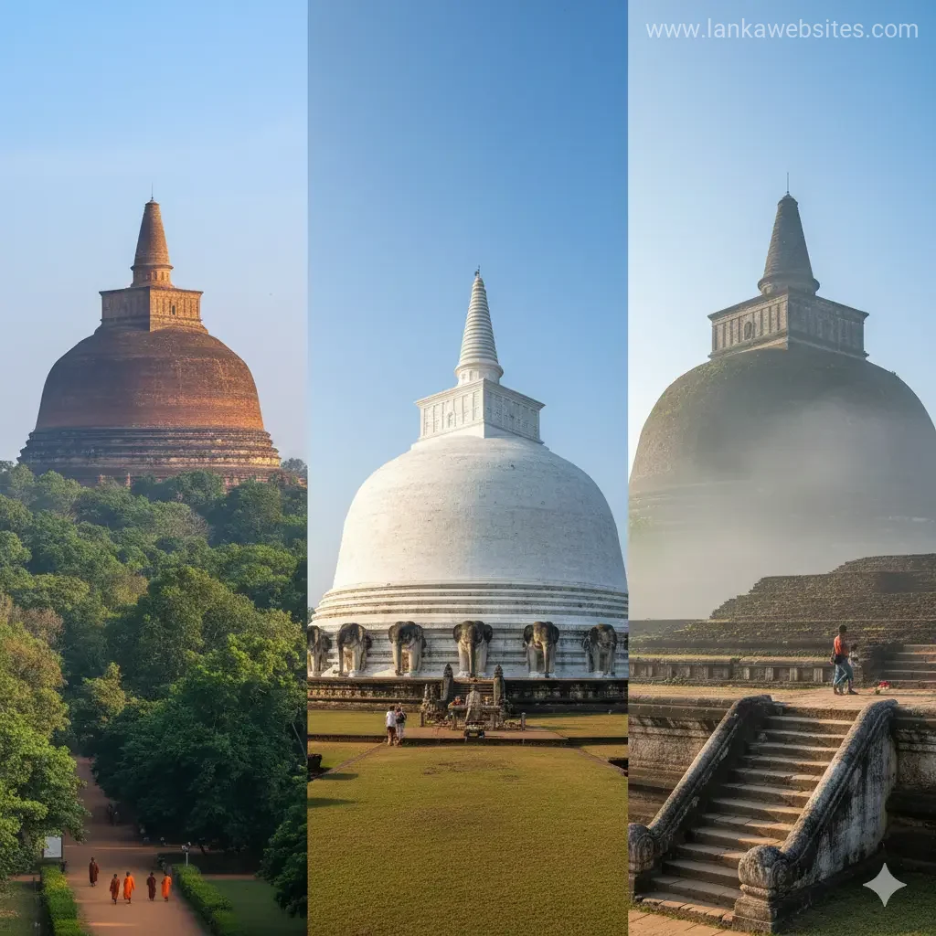 Ancient Stupas: Jetavanaramaya, Ruwanwelisaya, Abhayagiri