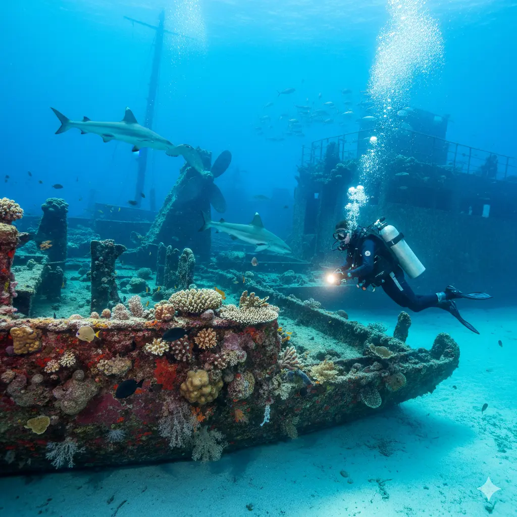 Diving with Sharks and Wrecks: Advanced Diving in Sri Lanka