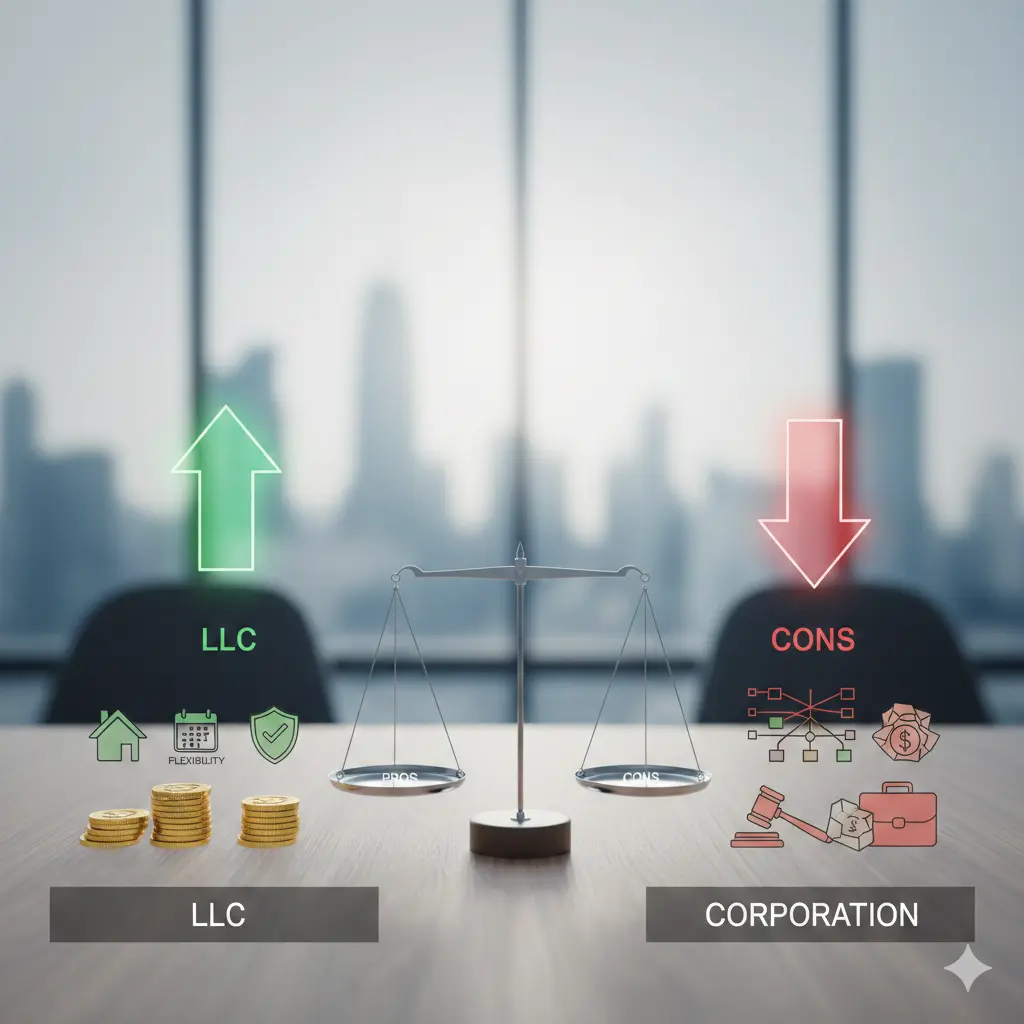 Pros and Cons of LLC vs Corporation