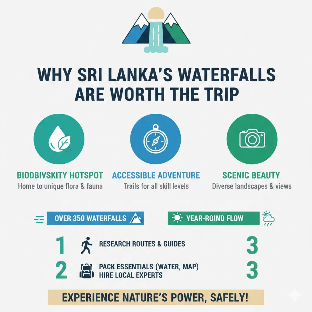 Infographic: Best Waterfalls in Sri Lanka and How to Reach Them Safely — key facts and figures at a glance