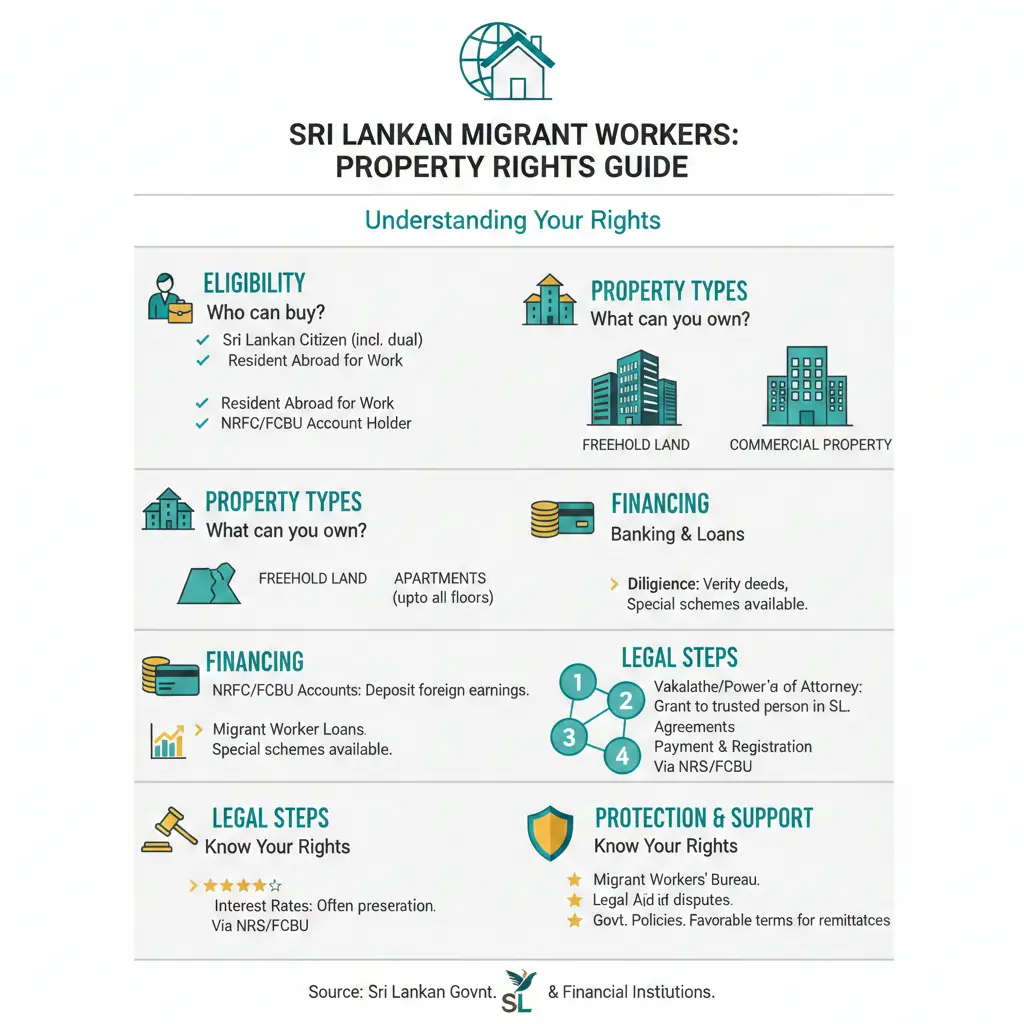 Infographic: Buying Property in Sri Lanka While Working Abroad: A Guide for Migrant Workers — key facts and figures at a glance