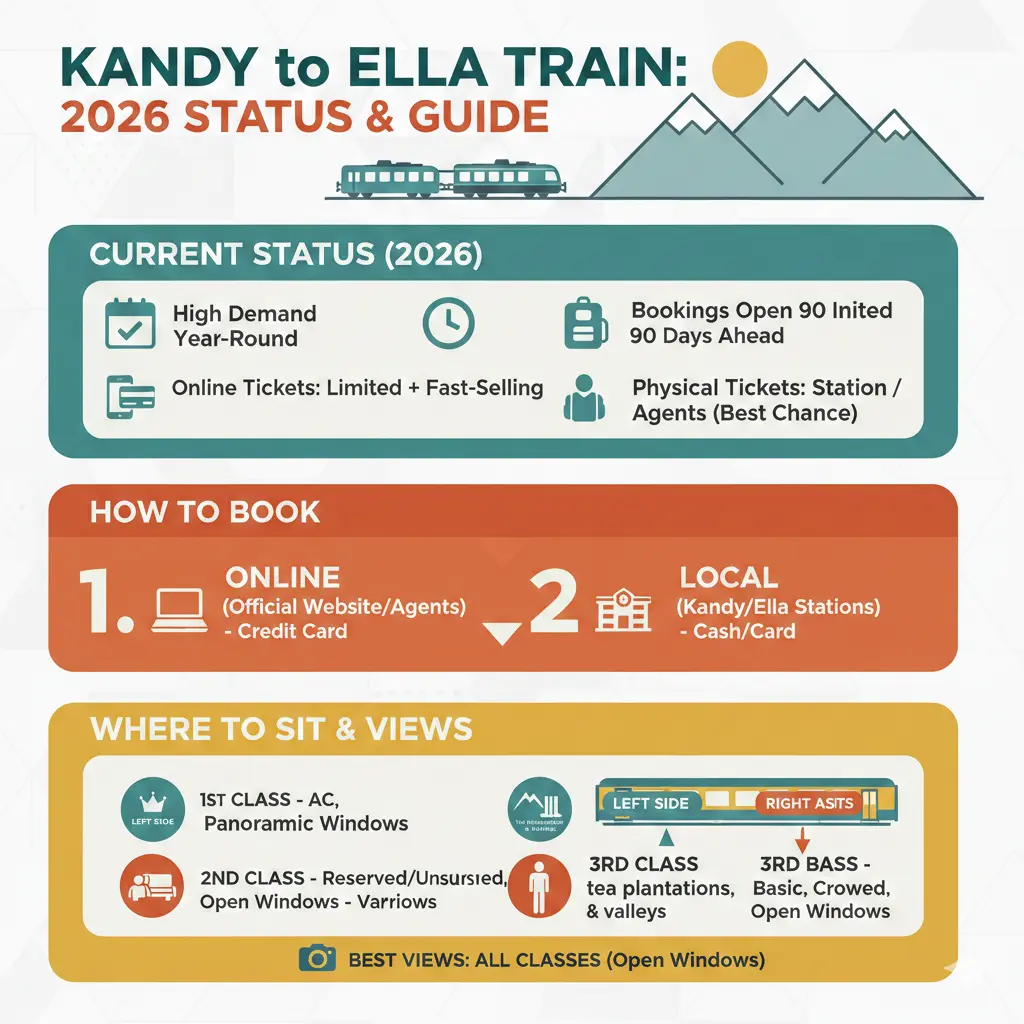 Infographic: Kandy to Ella Train Journey: How to Book, Where to Sit, and What You’ll See — key facts and figures at a glance