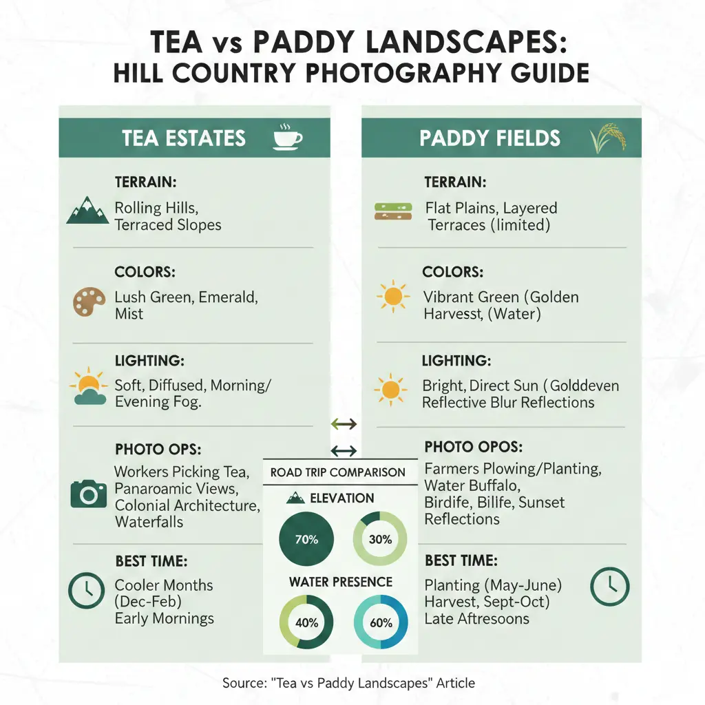 Infographic: Tea vs Paddy Landscapes: Photographic Road Trips in the Hill Country — key facts and figures at a glance