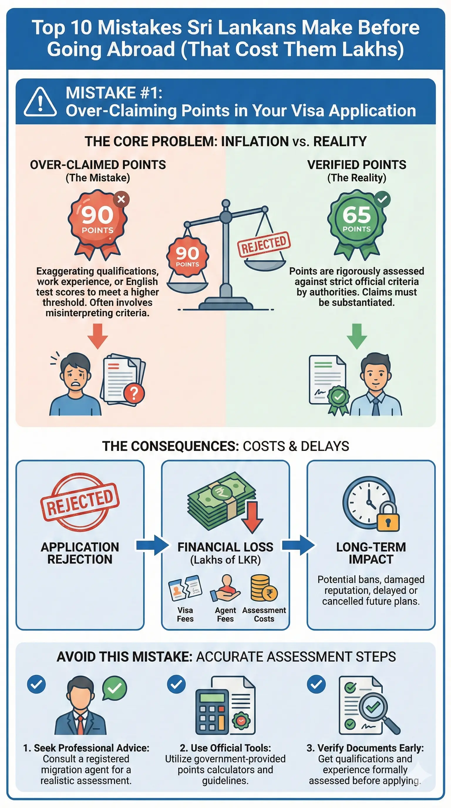 Infographic: Top 10 Mistakes Sri Lankans Make Before Going Abroad (That Cost Them Lakhs) — key facts and figures at a glance