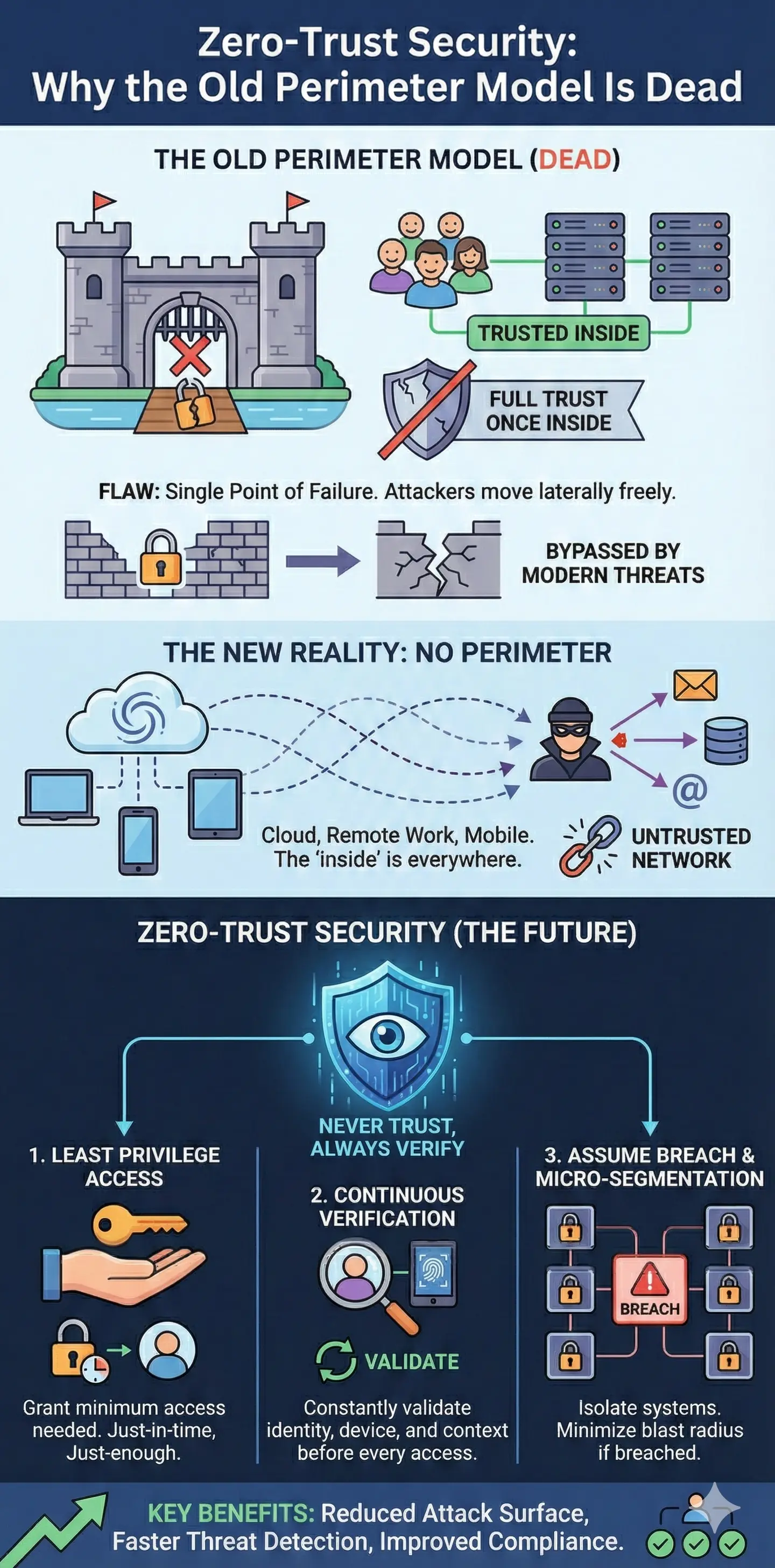 Infographic: Zero‑Trust Security: Why the Old Perimeter Model Is Dead — key facts and figures at a glance